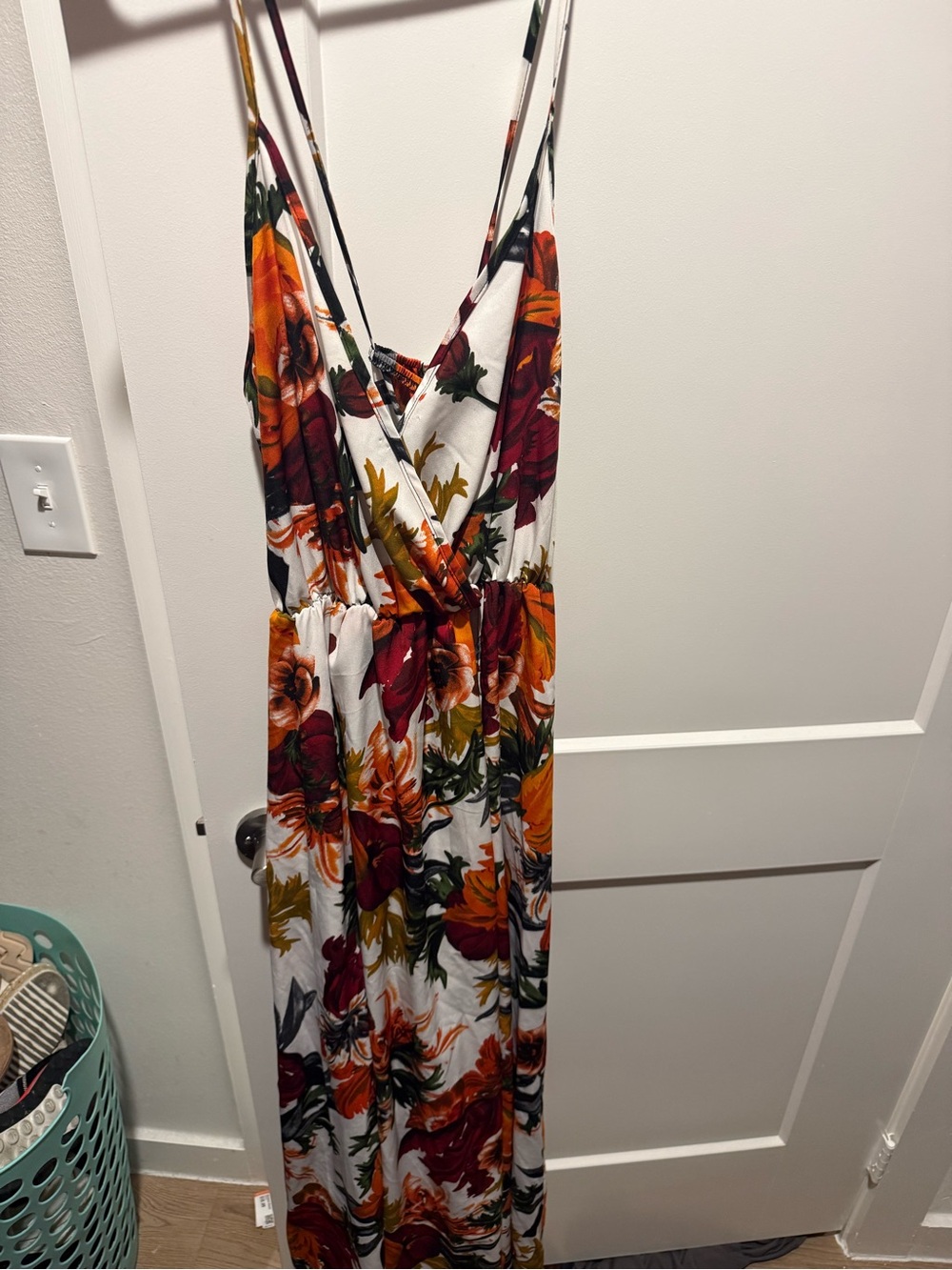 Floral Maxi Dress in White with Autumn Blooms